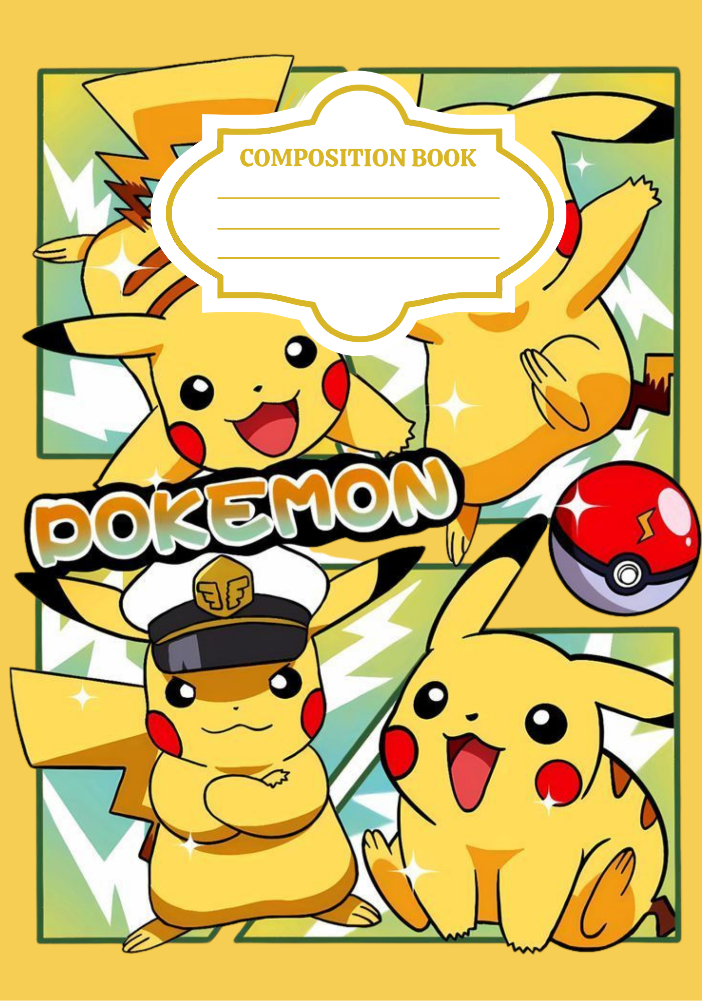 Pokemon- Composition book vinyl sticker (front and back)