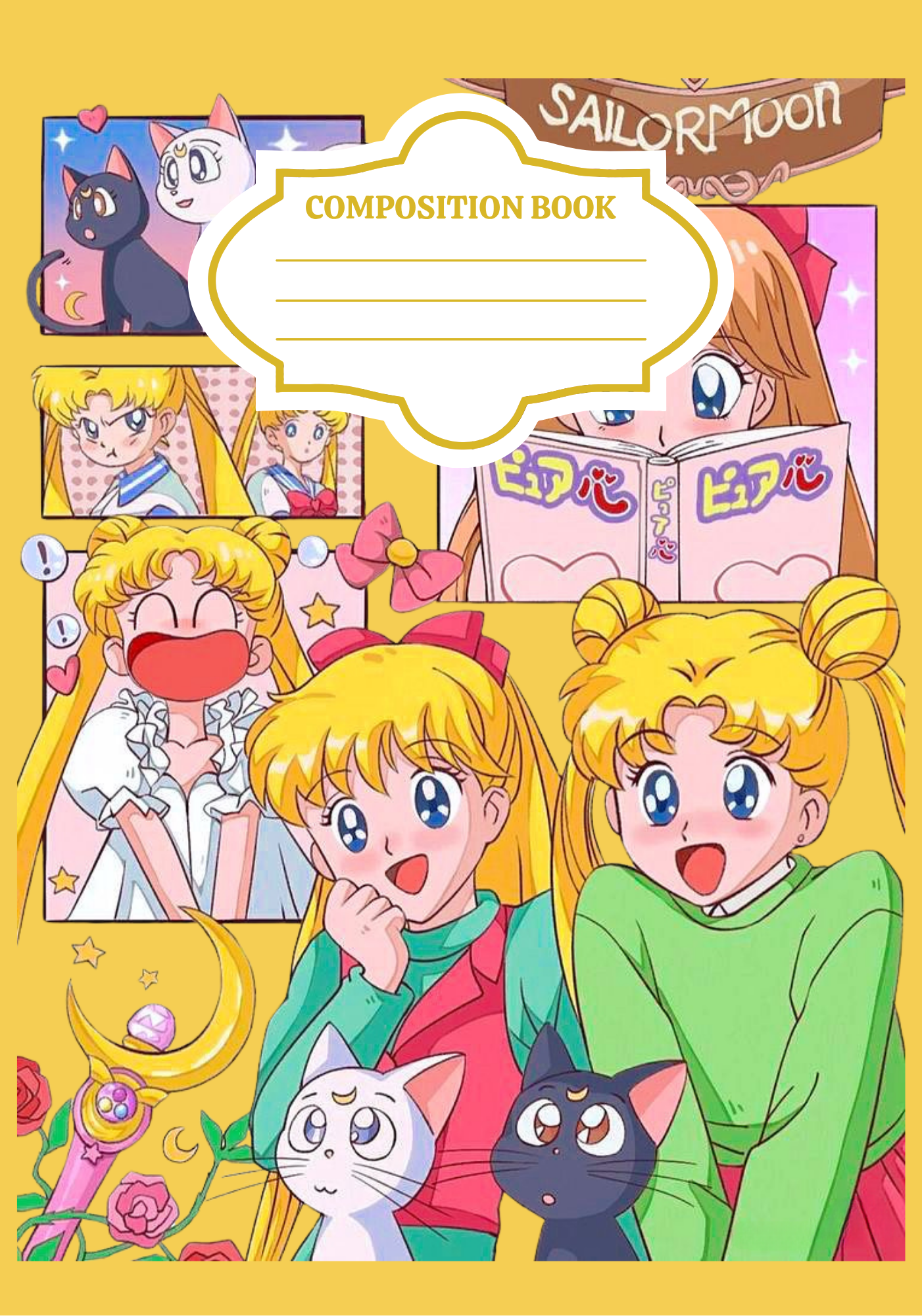 Sailor Moon- Composition book vinyl sticker (front and back)