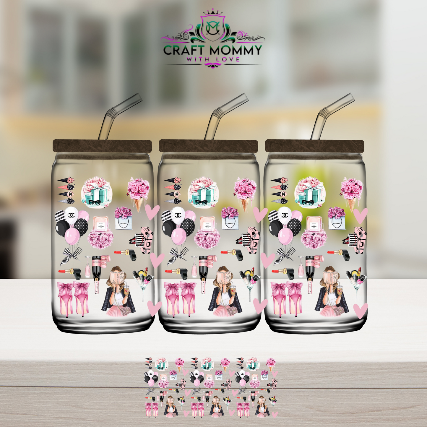 Designer Glamour girl - UV DTF Wrap 16 oz