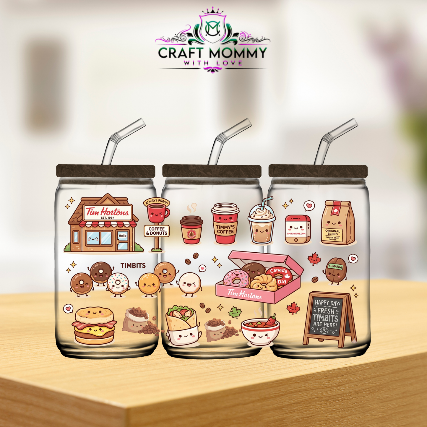 Tim Hortons kawaii- UV DTF wrap 16oz