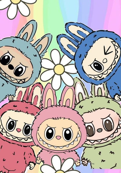 Cutesy Labubu- Composition book vinyl sticker (front and back)