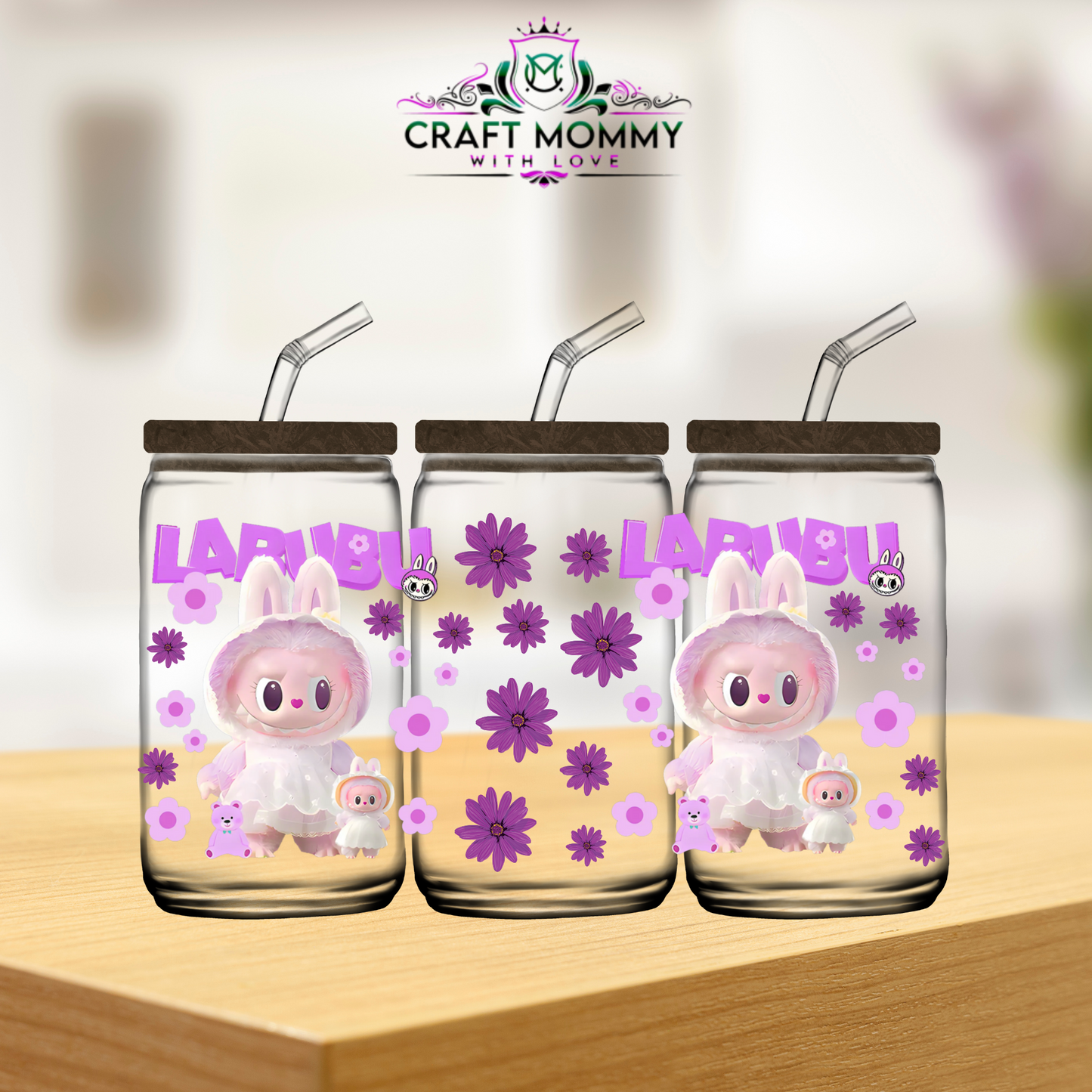 Labubu purple- UV DTF WRAP 16oz