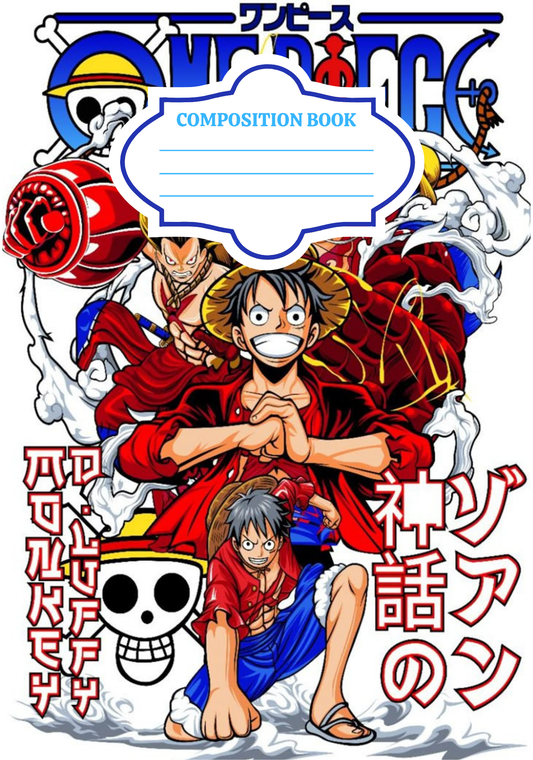 One Piece- Composition book vinyl sticker (front and back)