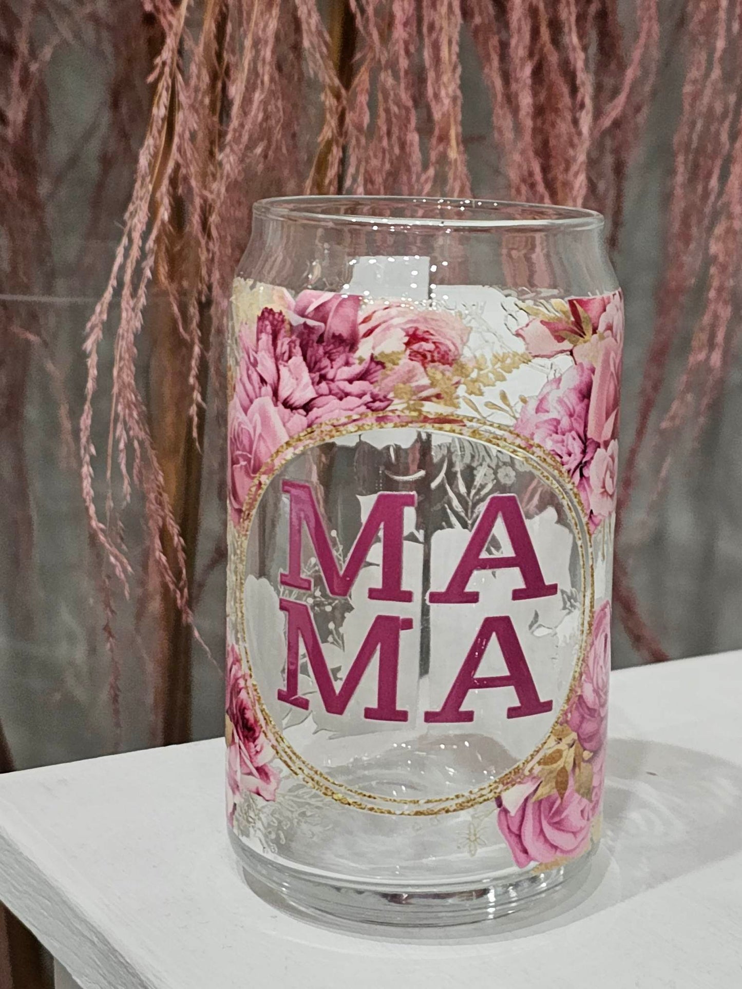 MAMA- Libbey Glass Can 16 oz with Bamboo Lid and Straw