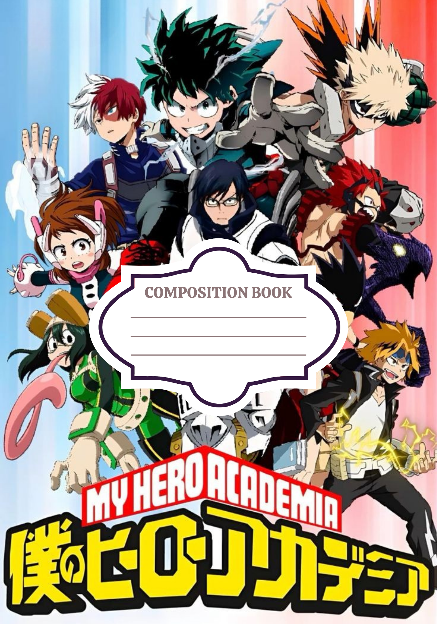 My Hero Academia- Composition book vinyl sticker (front and back)