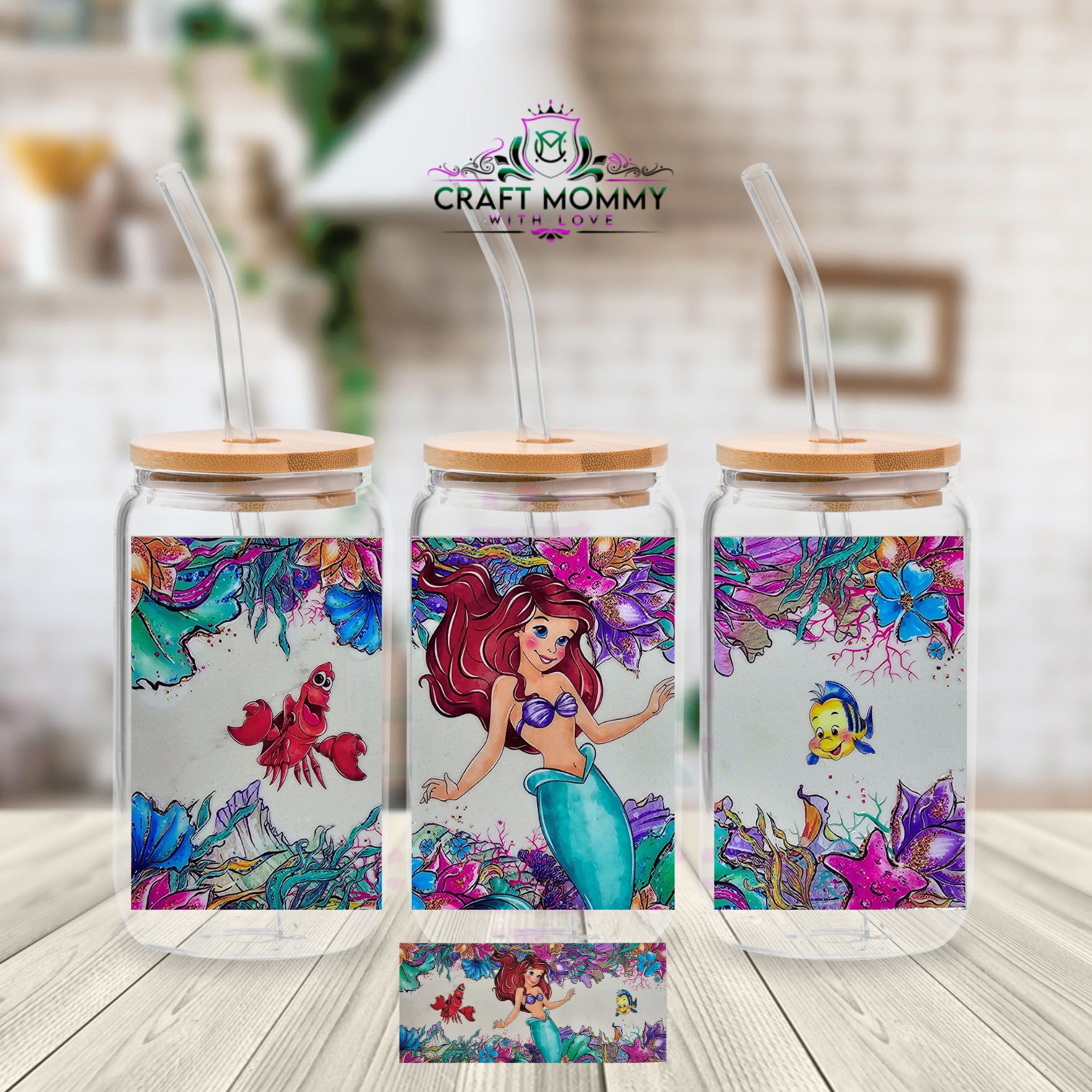 Mermaid UV DTF Transfers - Under The Sea UV-DTF Cup Wrap- Libbey