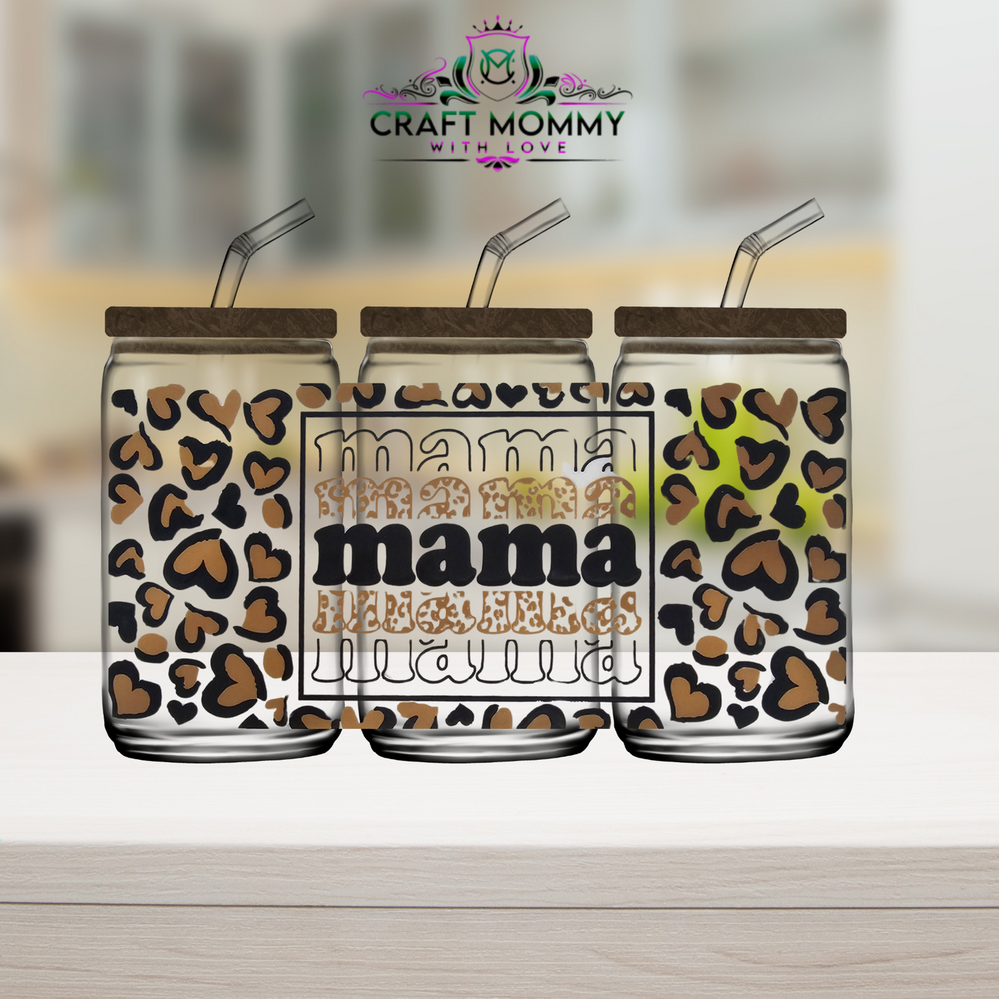 Mama leopard print- UV DTF Wrap 16 oz