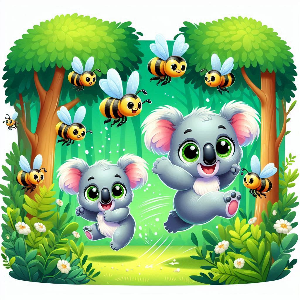 Cute kuala with bees