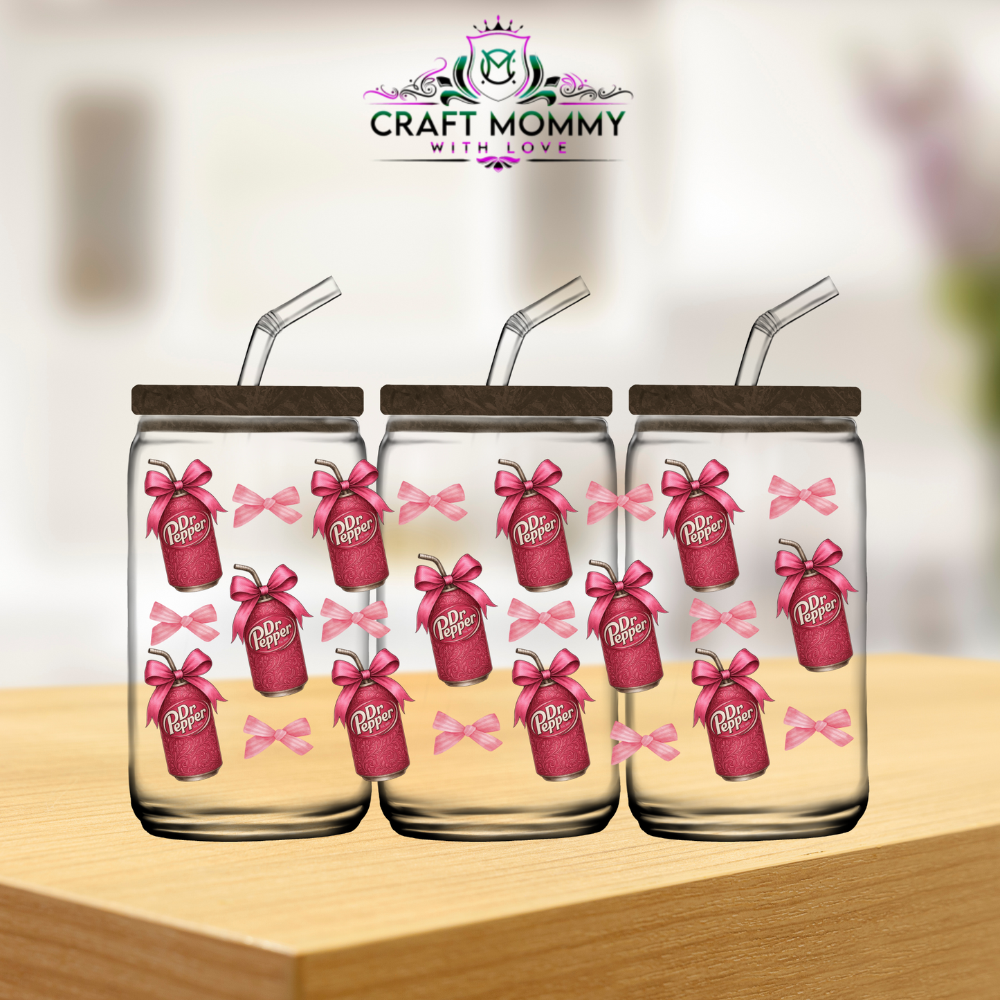 Dr. Pepper pink bow- UV DTF wrap