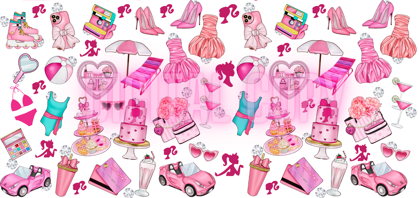 6 Designs of Barbie PNG Transparent background 16oz