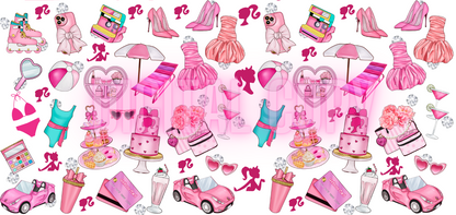 6 Designs of Barbie PNG Transparent background 16oz