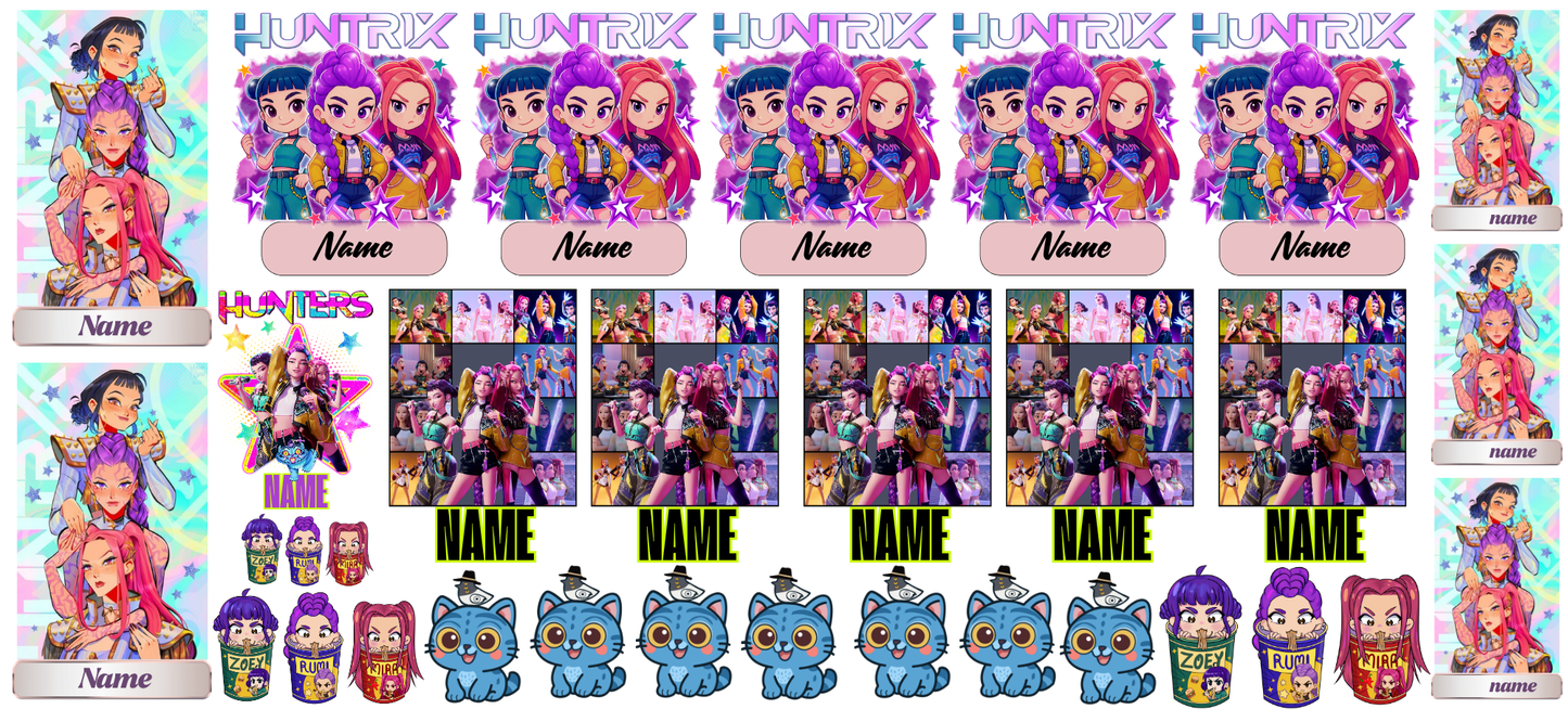Huntrix Name Stickers  UV DTF (custom 1 name per sheet)