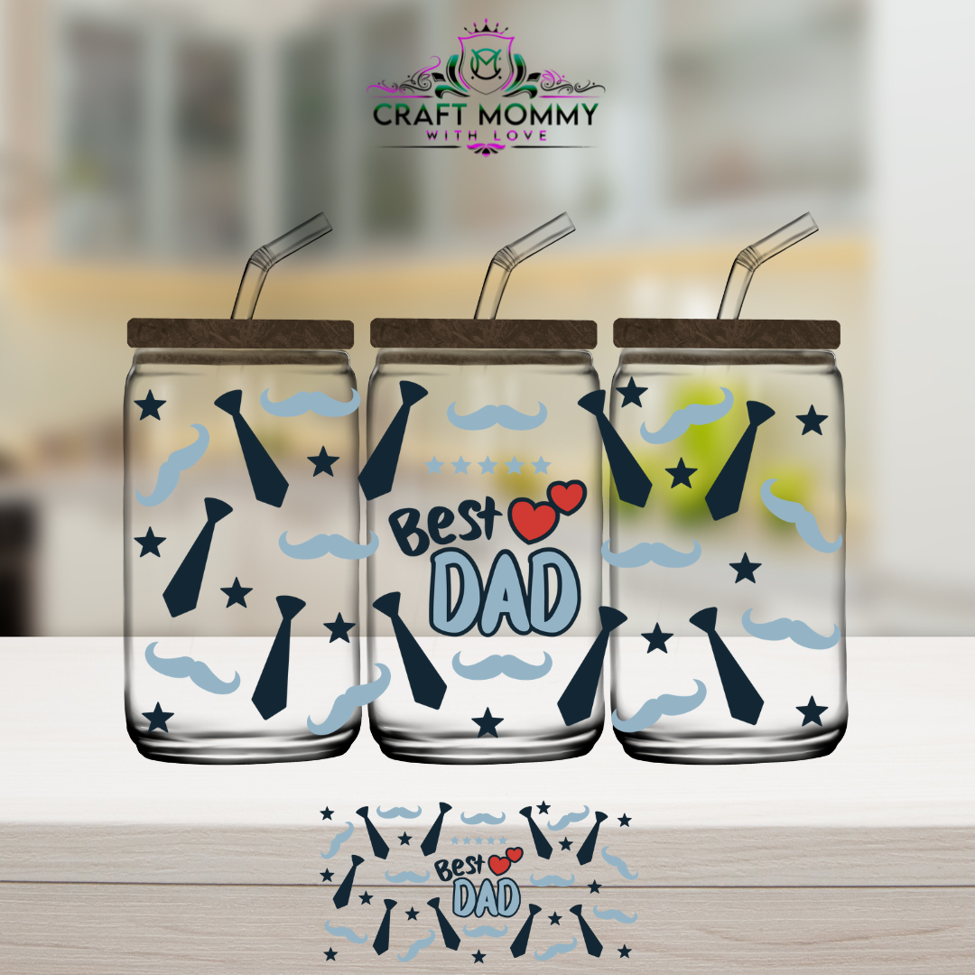 Fathers Day UV DTF wrap 16oz- Best Dad Tie