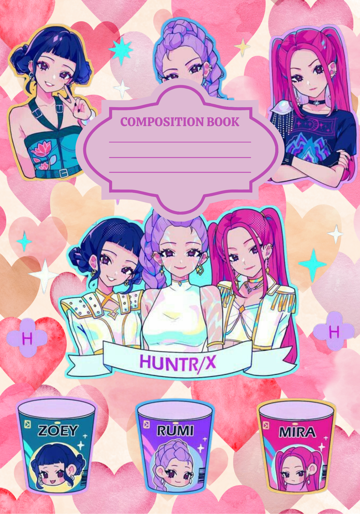 Huntix- Composition book vinyl sticker (front and back)