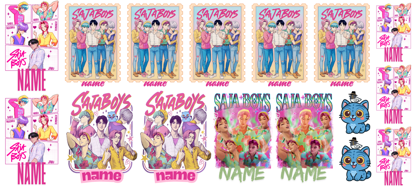 Saja boys Name Stickers  UV DTF (custom 1 name per sheet)