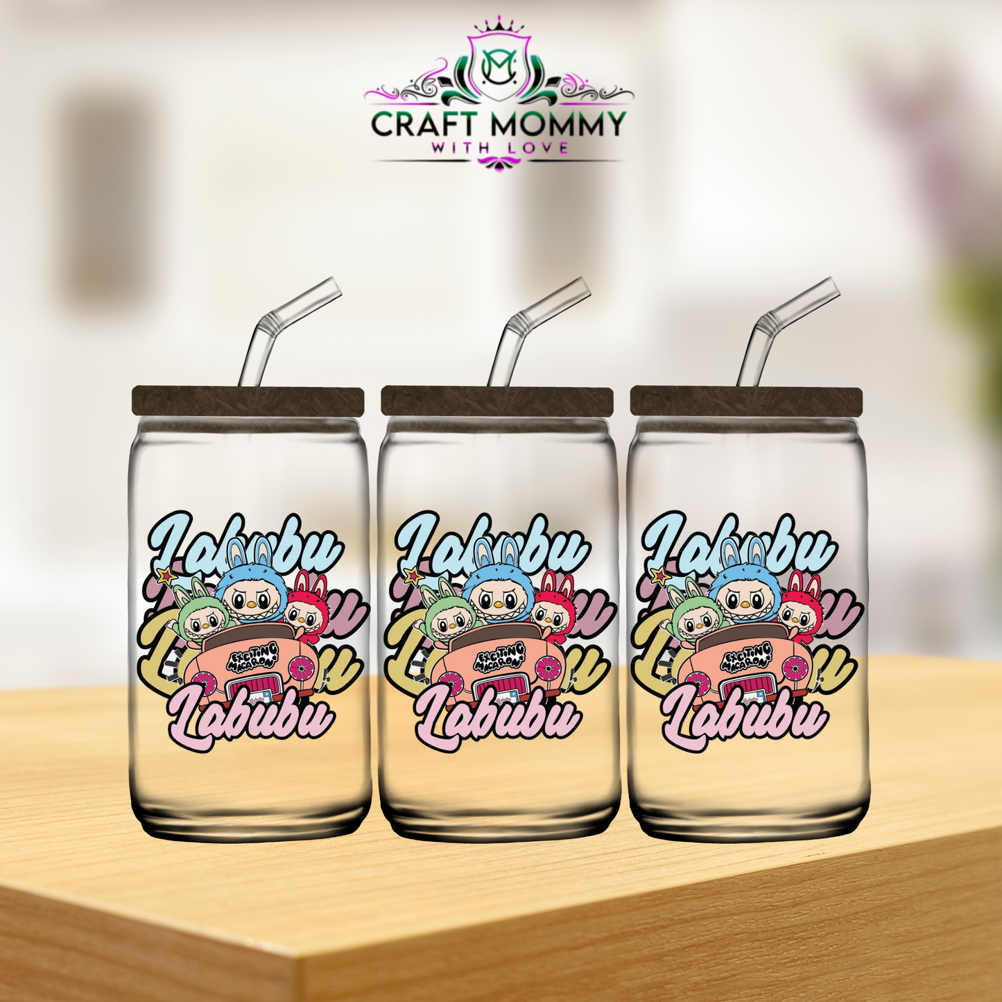 Labubu in the car-  UV DTF WRAP 16oz