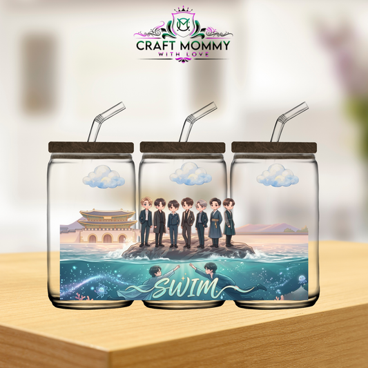 BTS Swim- UV DTF wrap 16oz