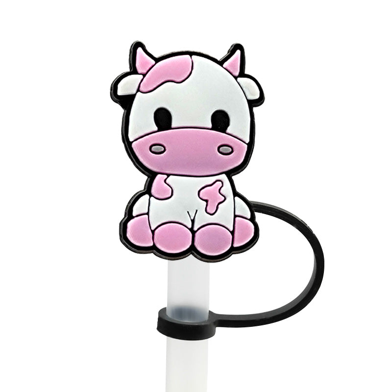 Pink cow Straw Cover