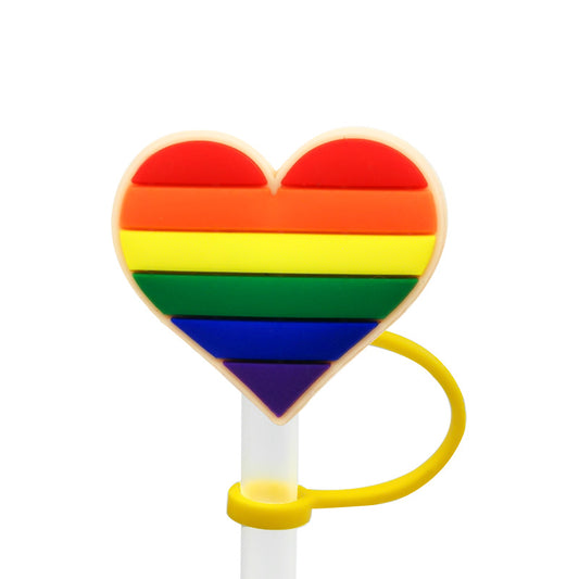 Rainbow Heart Straw cover