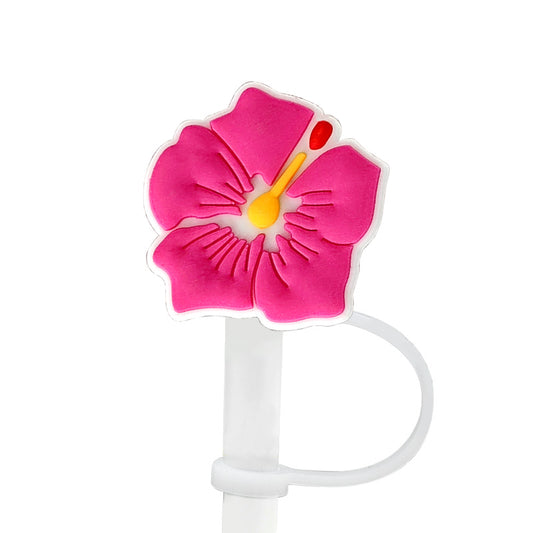 Pink Gumamela flower Straw Cover