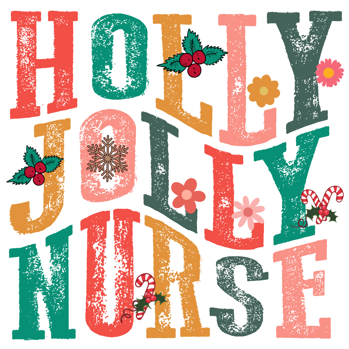 Holly Jolly Nurse - DTF transfer