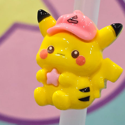 Cute pika with hat - Straw/pencil or pen charms