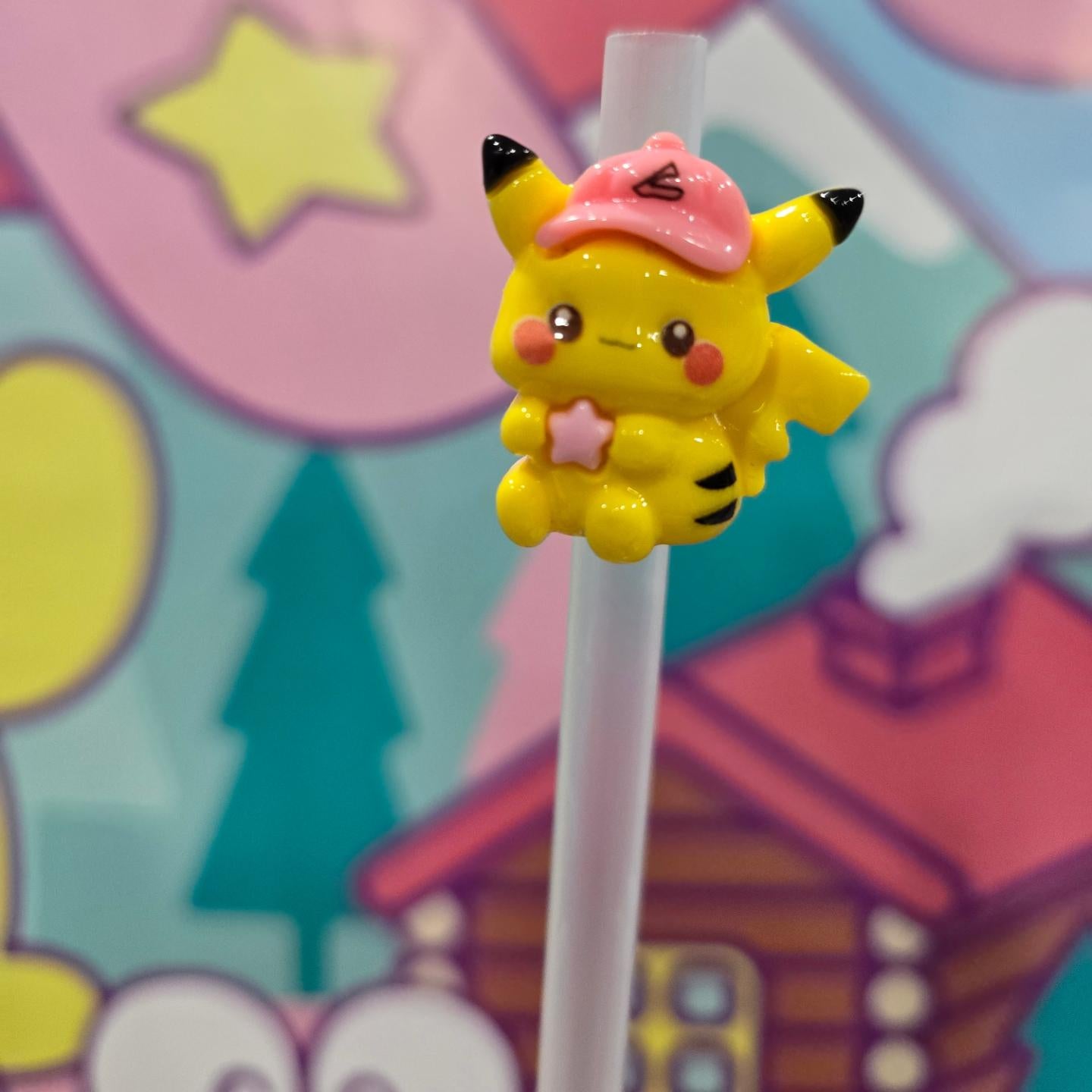 Cute pika with hat - Straw/pencil or pen charms