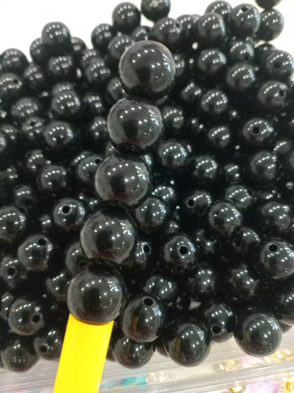 Plain black 14mm acrylics beads