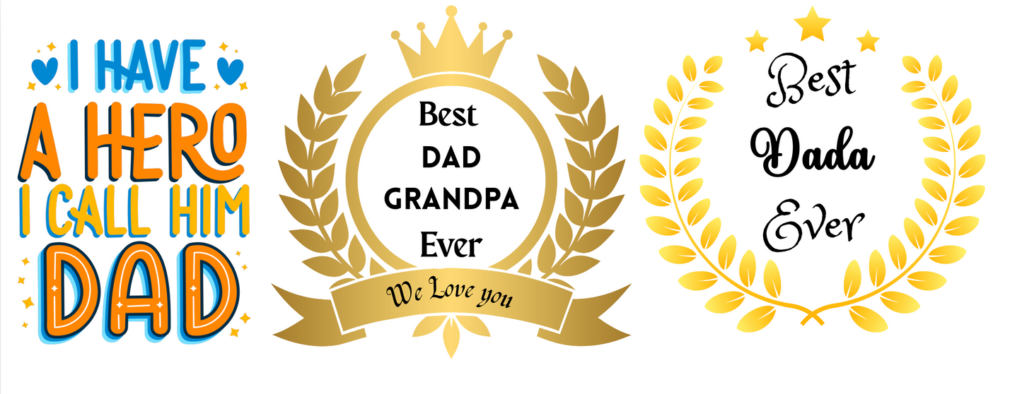 Fathers Day UV DTF Decals 3 in 1 sheet - I have a hero I call him dad