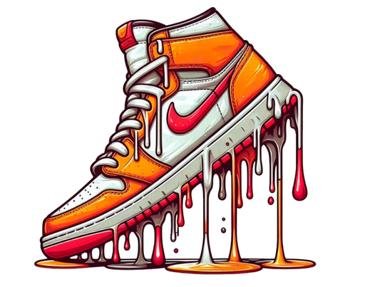 Orange dripping shoes