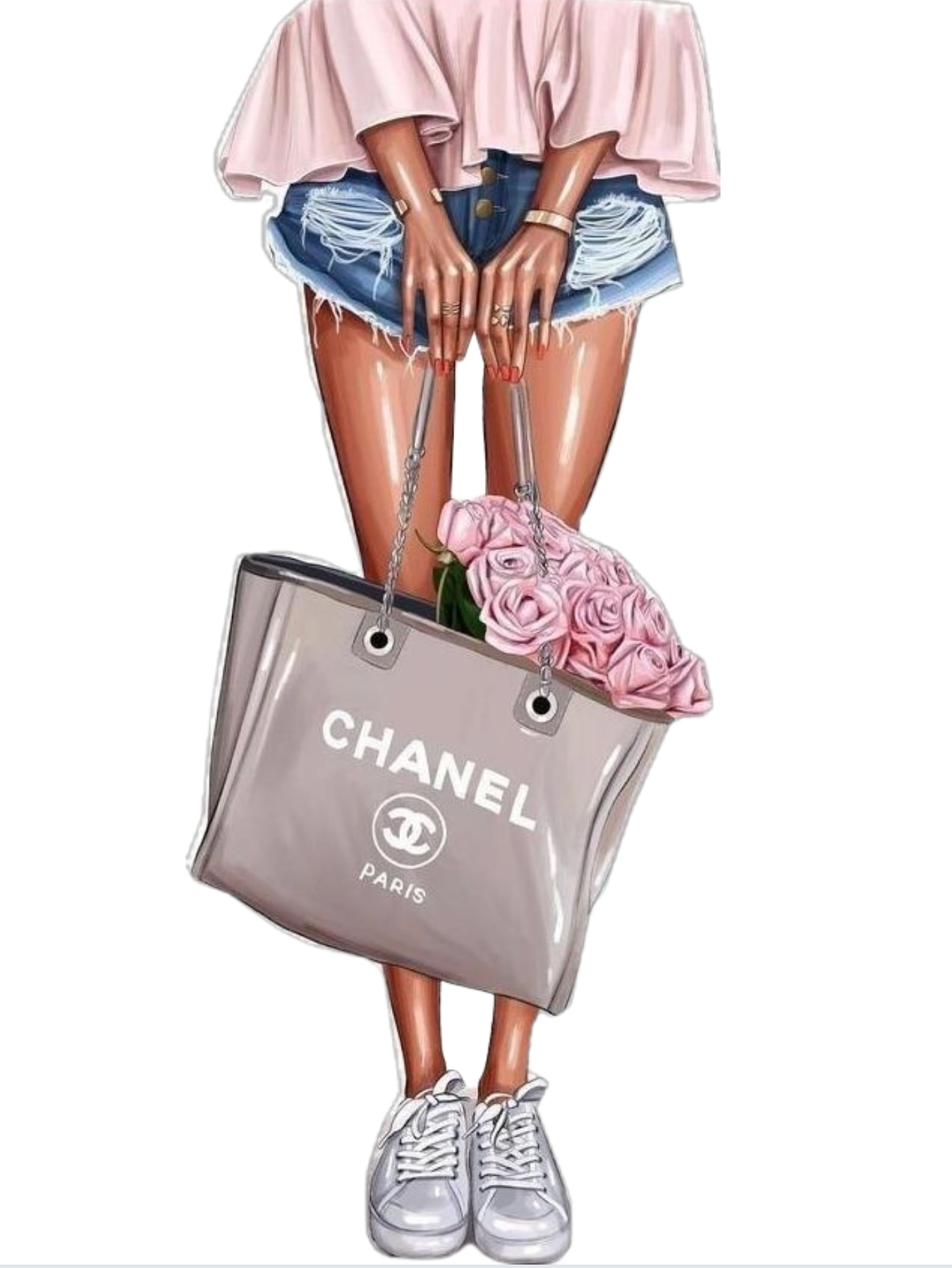 Girl in shorts -  DTF TRANSFER Prints