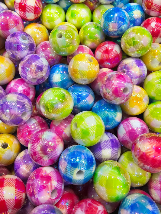 Checkered colorful beads 16mm