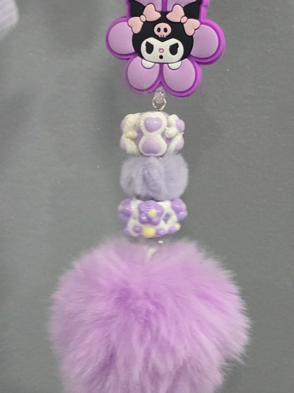 Handmade Purple kuko keychain with pompoms