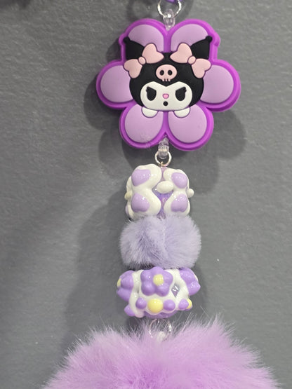 Handmade Purple kuko keychain with pompoms