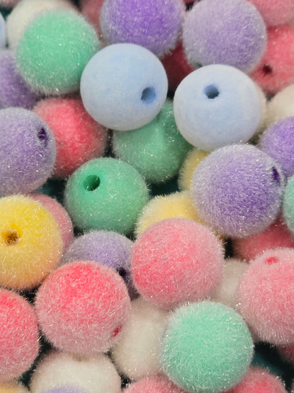 Fuzzy round beads 16mm