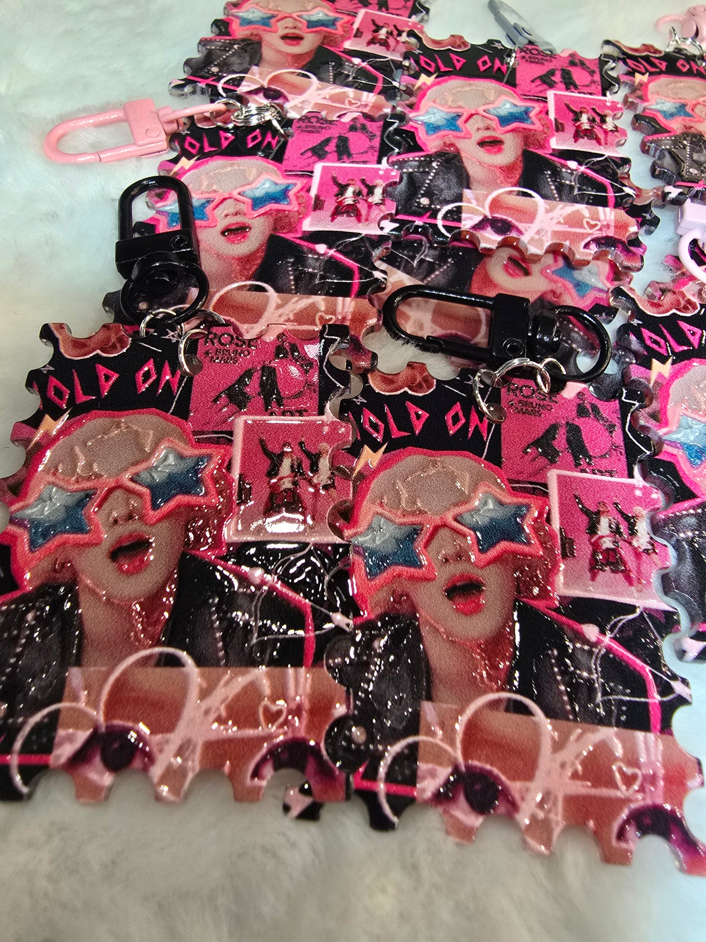 Rose of Black Pink Acrylic Keychain