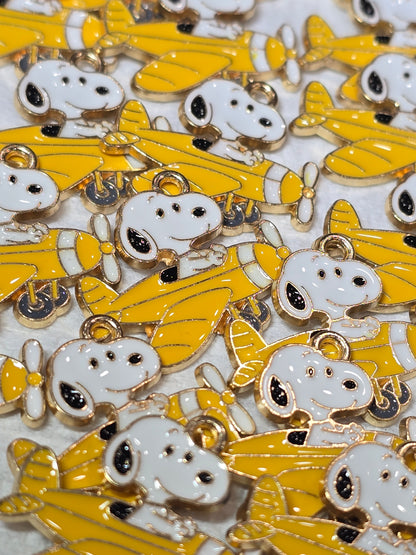 Snop dog airplane - Metal Charm Pendant