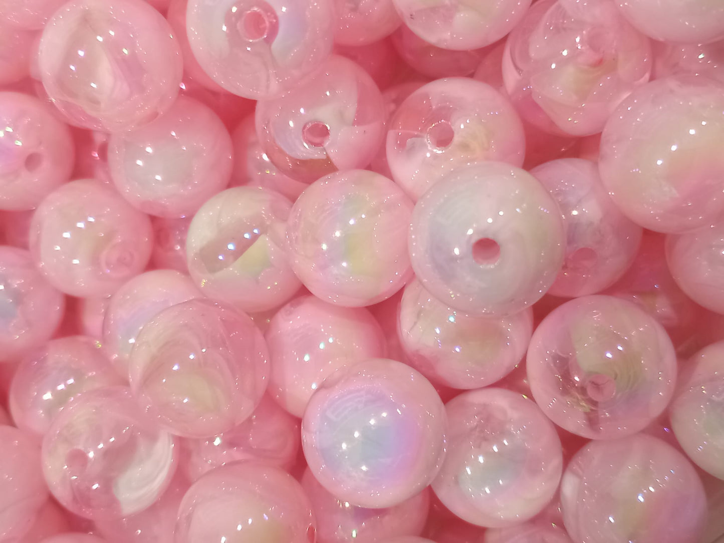 Pink cloudy beads 16mm