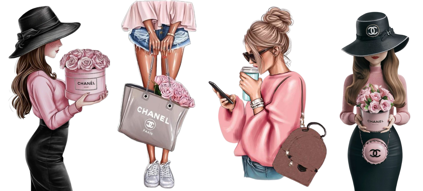 Cutesy girl -3 decals in 1 sheet UV DTF Stickers