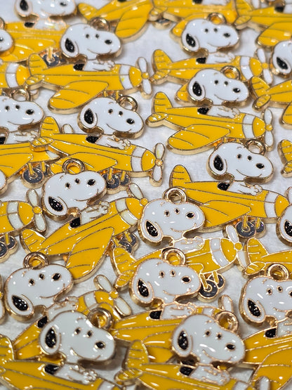 Snop dog airplane - Metal Charm Pendant