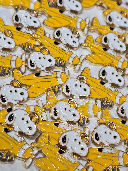 Snop dog airplane - Metal Charm Pendant