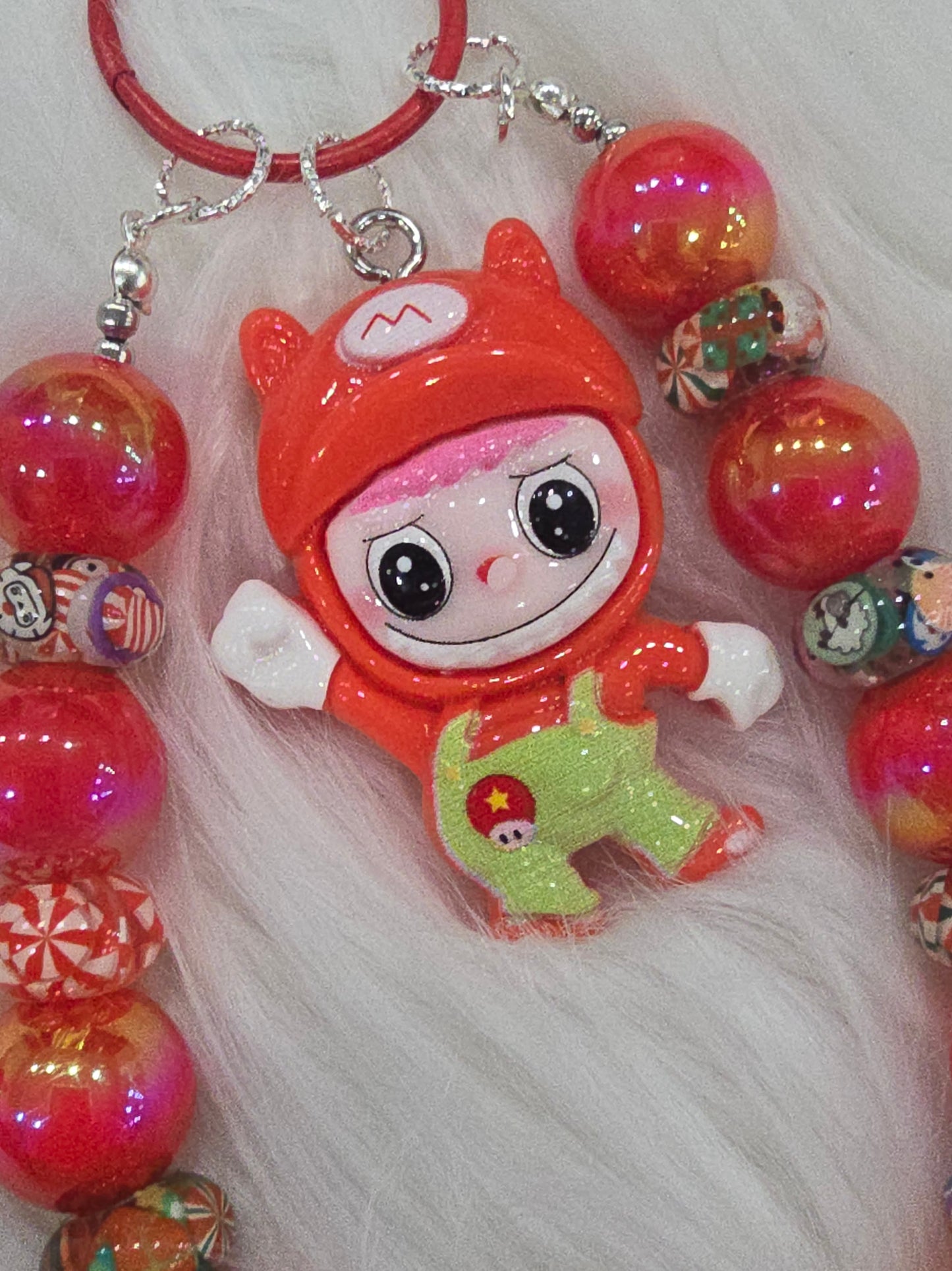 Red cute la bubu phone charm