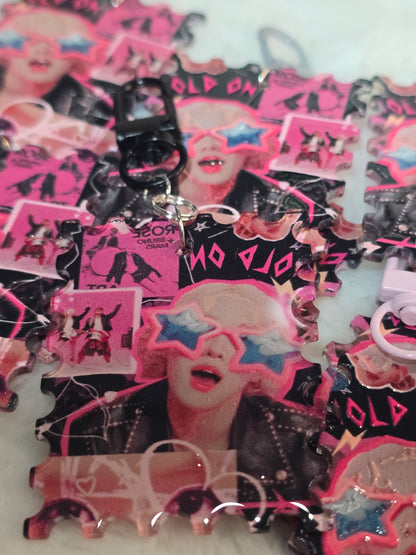 Rose of Black Pink Acrylic Keychain