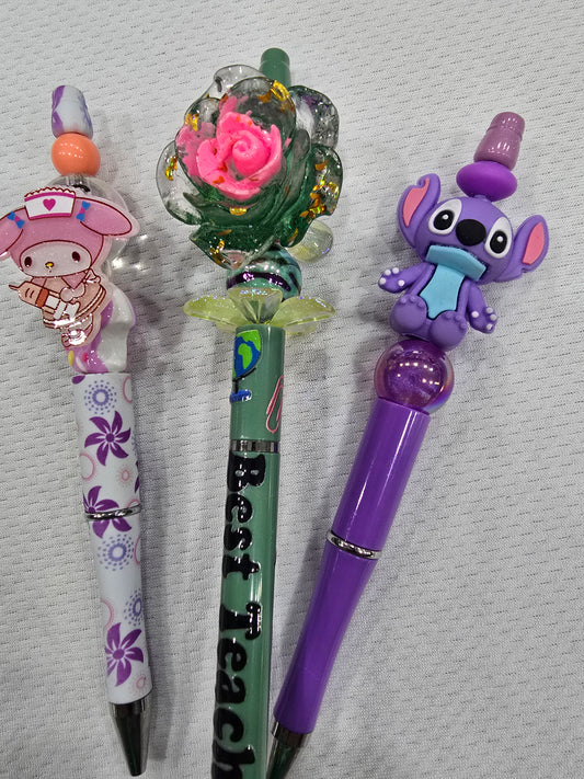 Beadable pen 3pcs mix bundle-Nurse Melody, Best Teacher and Purple Alien