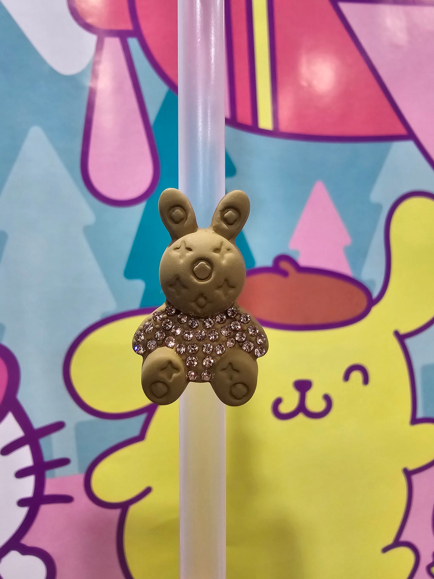 Designer Bear  - Straw/pencil or pen charms