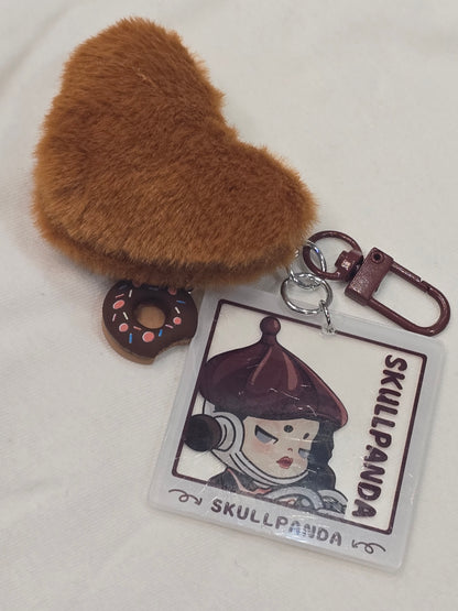 SP popmart acrylic with heart pompoms keychain