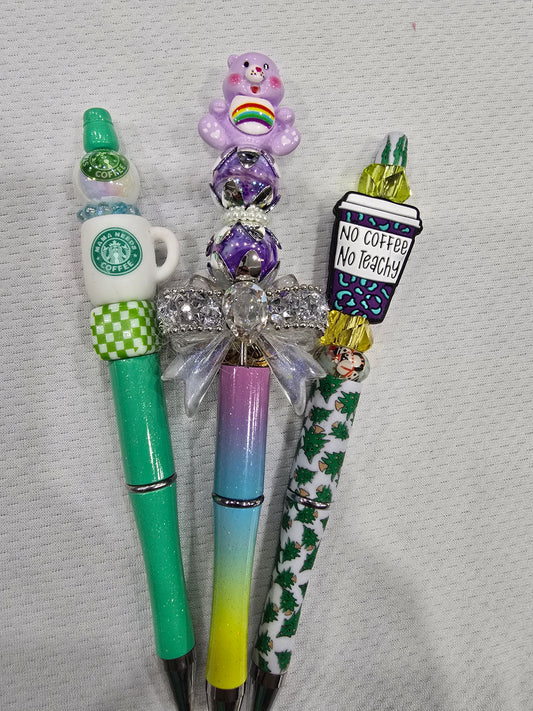 Beadable pen 3pcs mix bundle-Coffee,Bear and No coffee no teachy