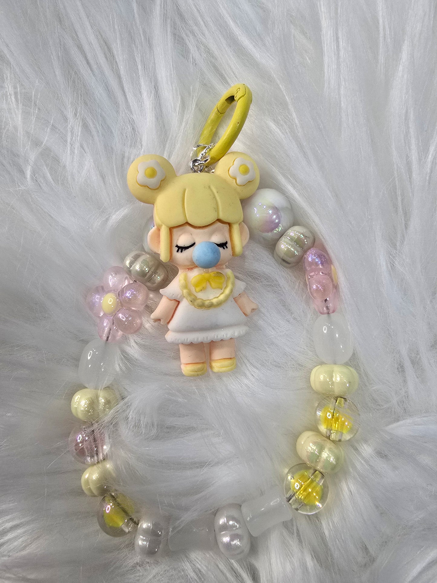 Yellow bubble gum girl  phone charm