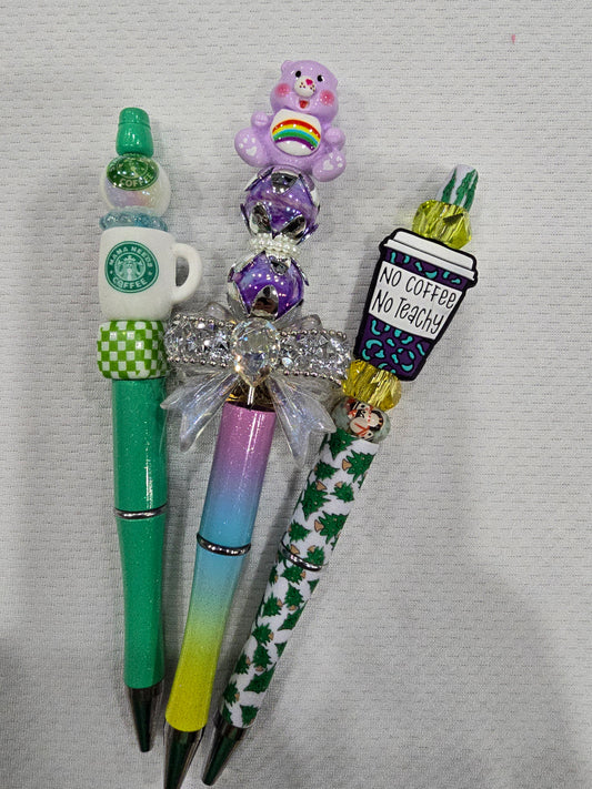 Beadable pen 3pcs mix bundle-Coffee,Bear and No coffee no teachy