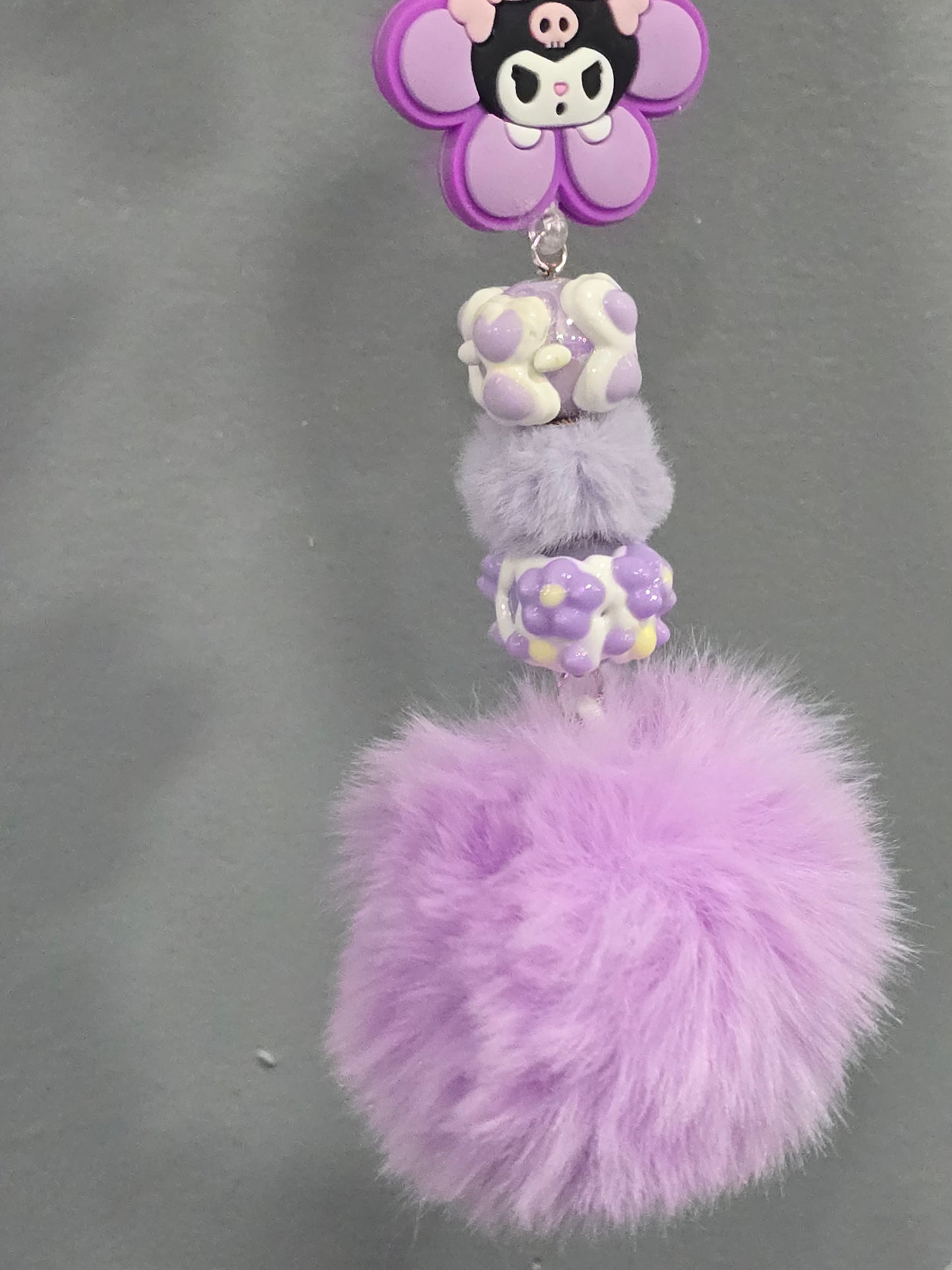 Handmade Purple kuko keychain with pompoms